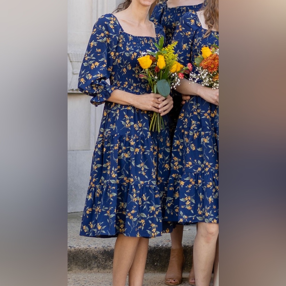 Women's Navy Floral Tiered Maxi Dress